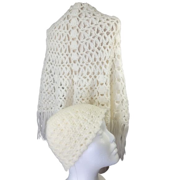 Vintage Handmade Knit Shaw and Cap - Picture 1 of 6